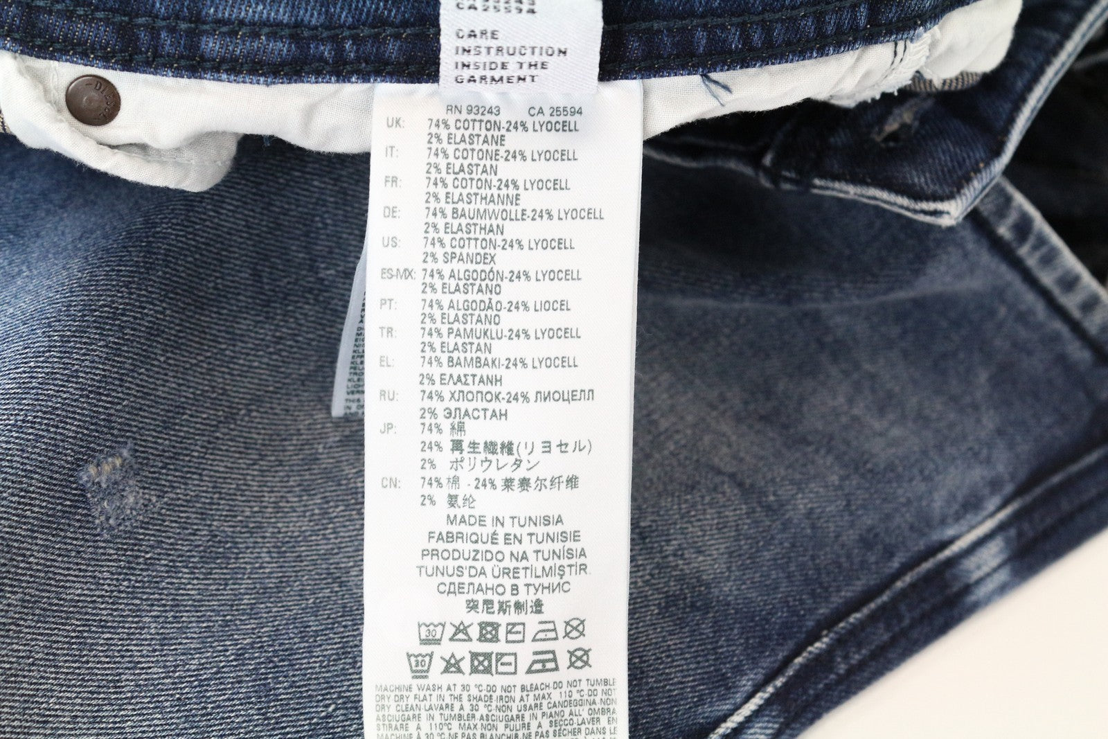 DIESEL Iakop R8Q1A Men's Slim Tapered W28 L30 Jeans Blue Cotton Stretch Ripped