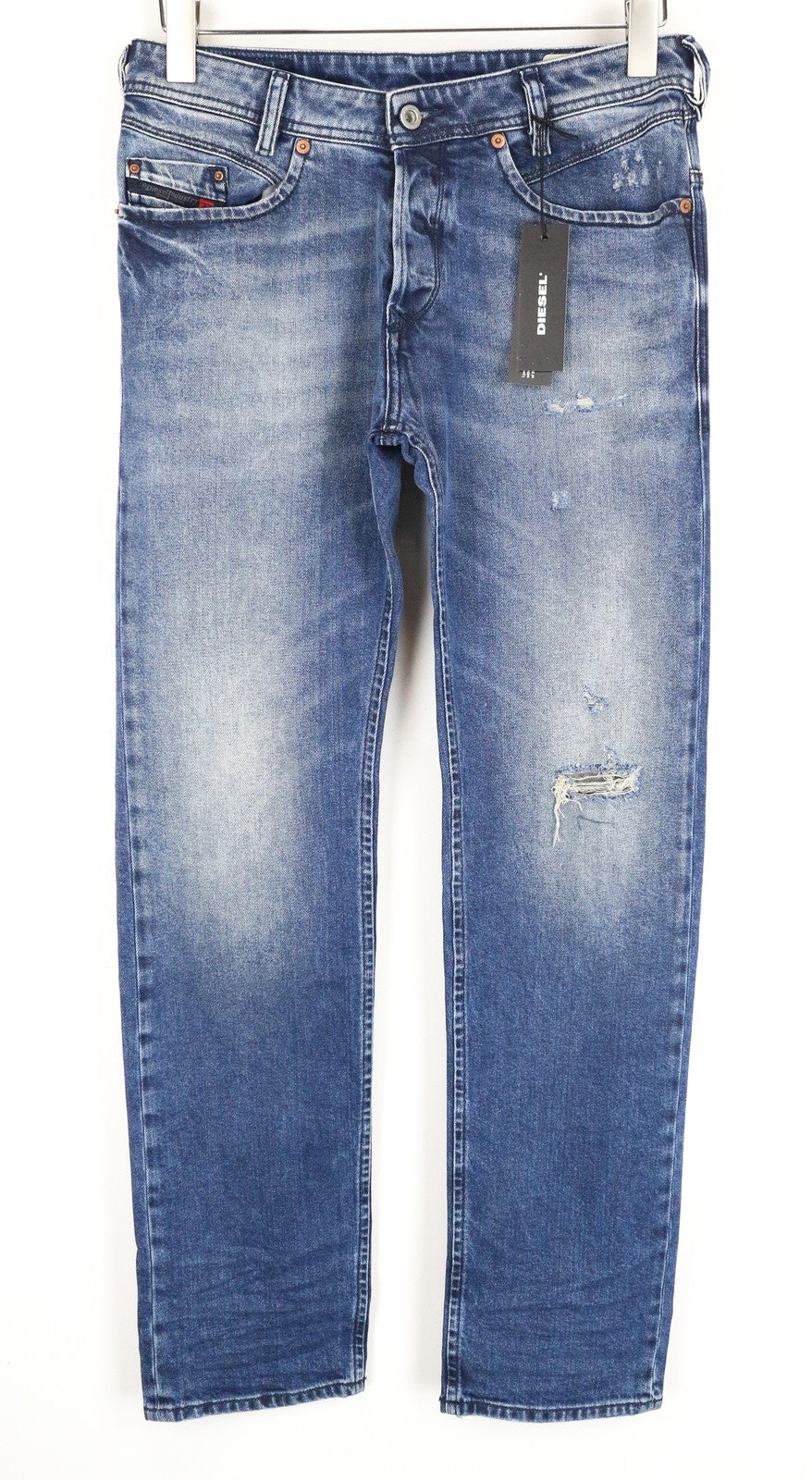 DIESEL Iakop R8Q1A Men's Ripped Blue Jeans W28 L32 Slim Tapered Cotton Stretch