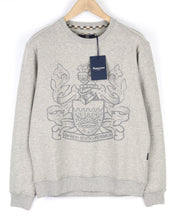 AQUASCUTUM FGIA28 Mens Sweatshirt M Grey Melange Crew Neck Pullover Long Sleeve