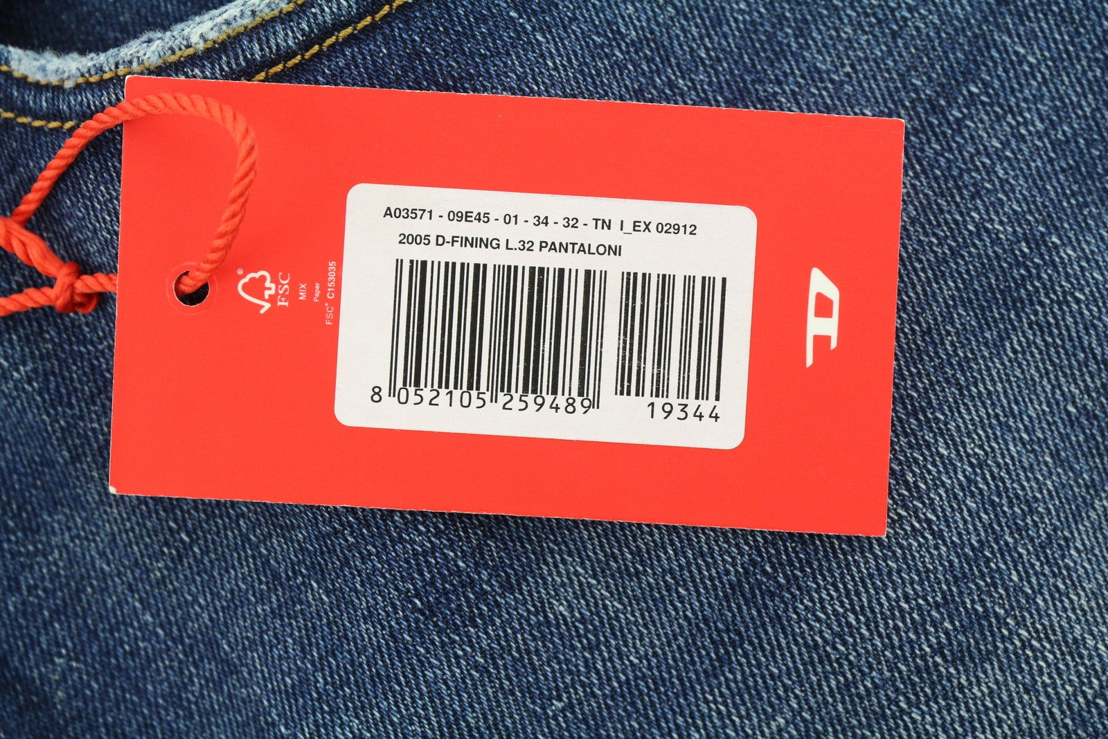 DIESEL 2005 D-Fining 09E45 Men Jeans W34/L32 Washed Blue Distress RRP€175