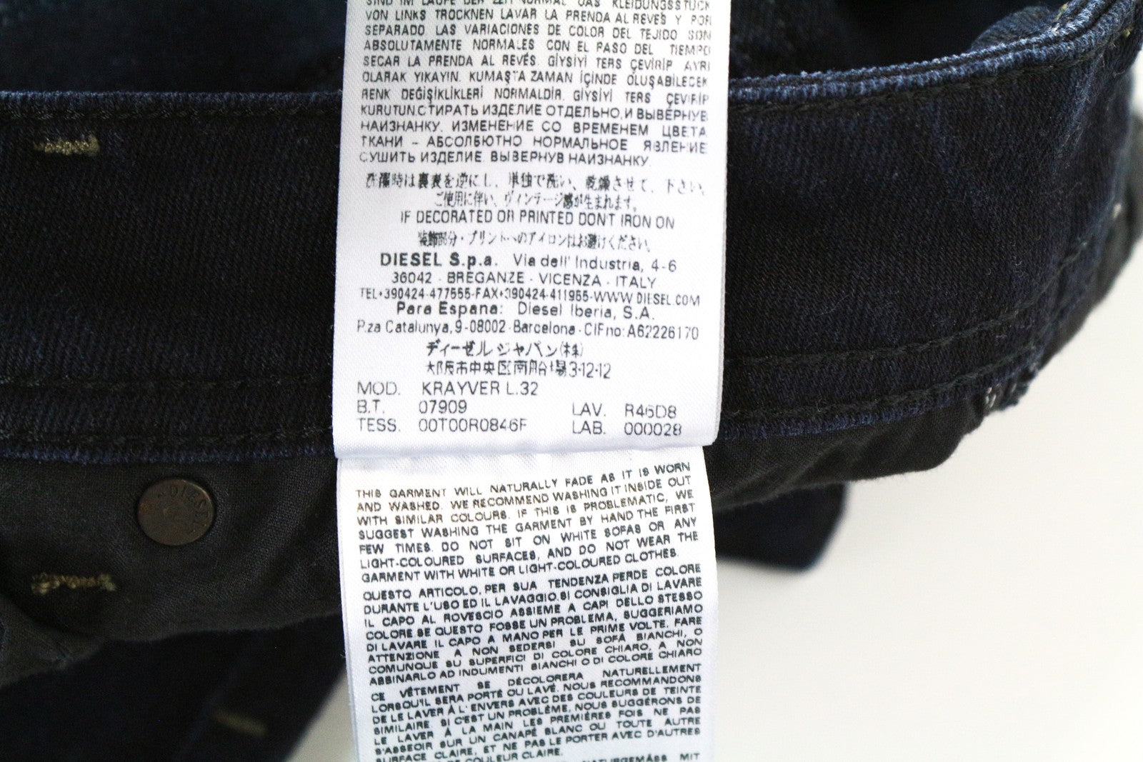 DIESEL Krayver R46D8 Slim Carrot Fit Men's Jeans Blue W28 L32 Cotton Stretch