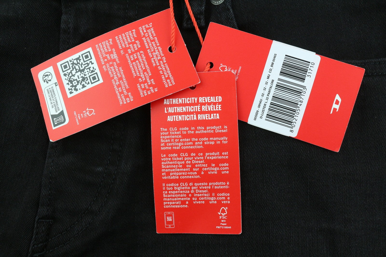 DIESEL D-Luster 0IHAU Men Jeans W32/L32 Slim Fit Buttoned Washed Black Denim