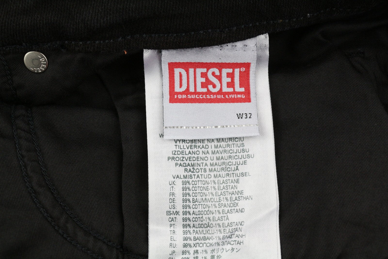 DIESEL D-Luster 0IHAU Men Jeans W32/L32 Slim Fit Buttoned Washed Black Denim