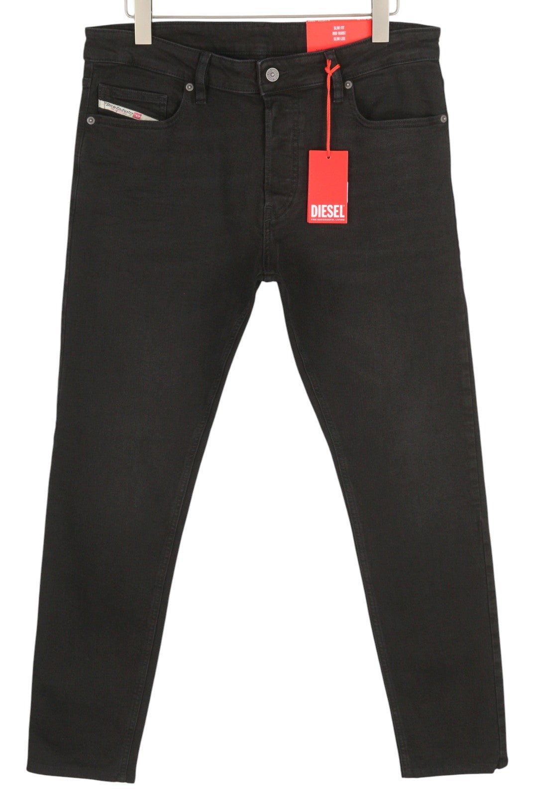 DIESEL D-Luster 0IHAU Men Jeans W32/L32 Slim Fit Buttoned Washed Black Denim