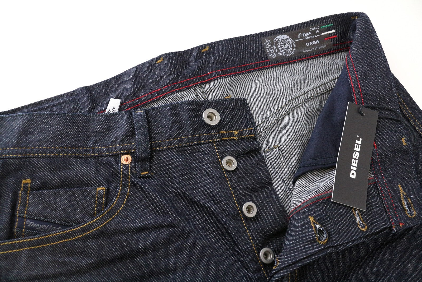 DIESEL Dagh 0088Z W32 L32 Men's Jeans Straight Fit Pure Cotton Blue 5-Pockets