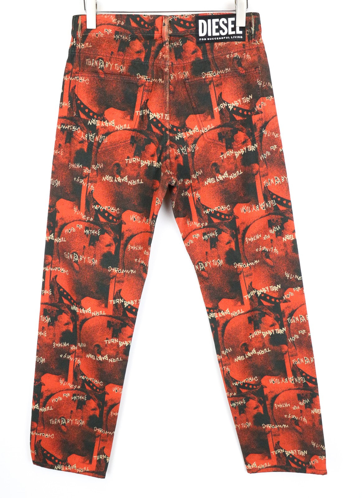 DIESEL D-Macs-SY1 069KR W30 L32 Men's Red Cotton Straight Fit Patterned Jeans