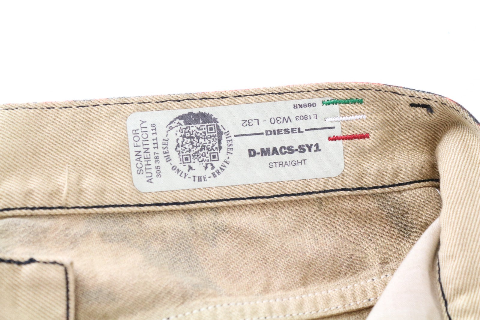 DIESEL D-Macs-SY1 069KR W30 L32 Men's Red Cotton Straight Fit Patterned Jeans