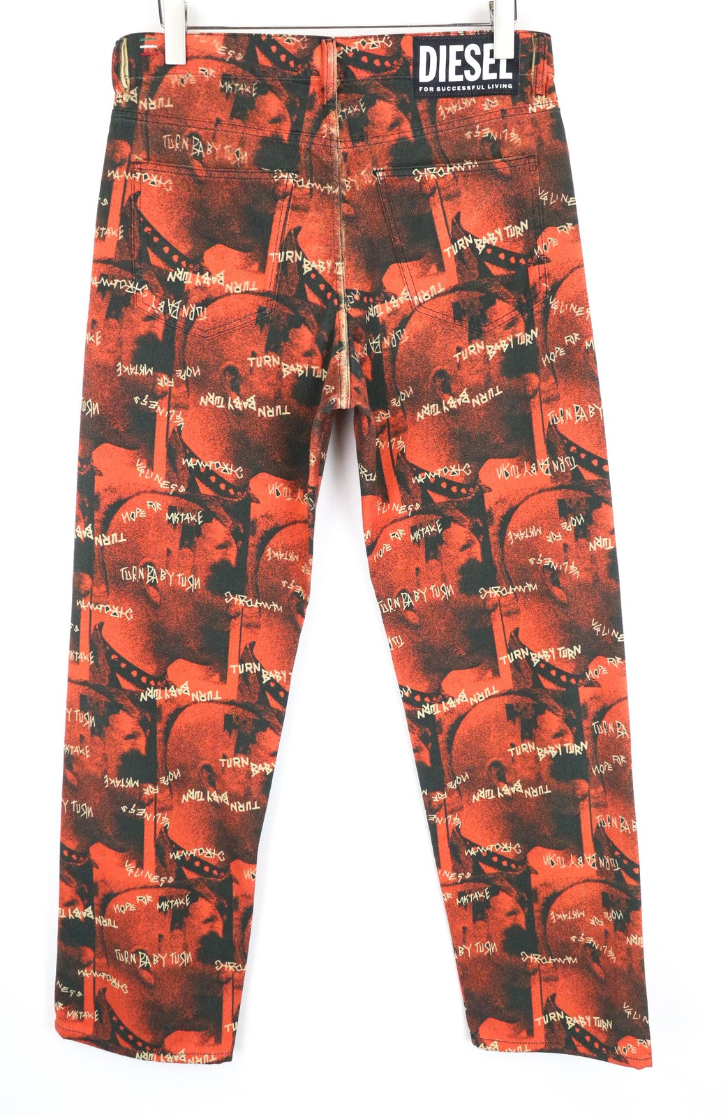 DIESEL D-Macs-SY1 069KR Men's Red Cotton Straight Jeans W32 L32 5-Pocket Pattern