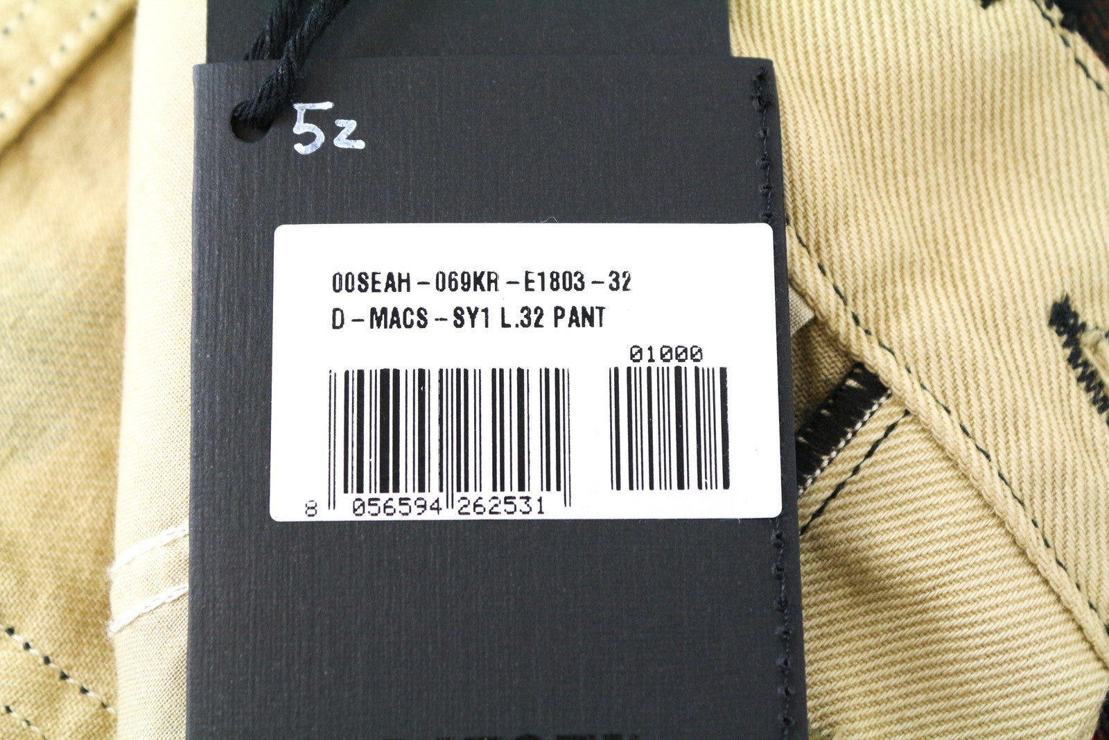 DIESEL D-Macs-SY1 069KR Men's Straight Jeans Red W32 L32 Cotton Pocket Pattern