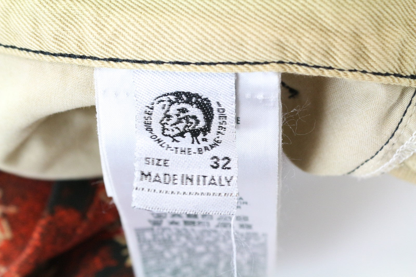 DIESEL D-Macs-SY1 069KR Men's Straight Jeans Red W32 L32 Cotton Pocket Pattern