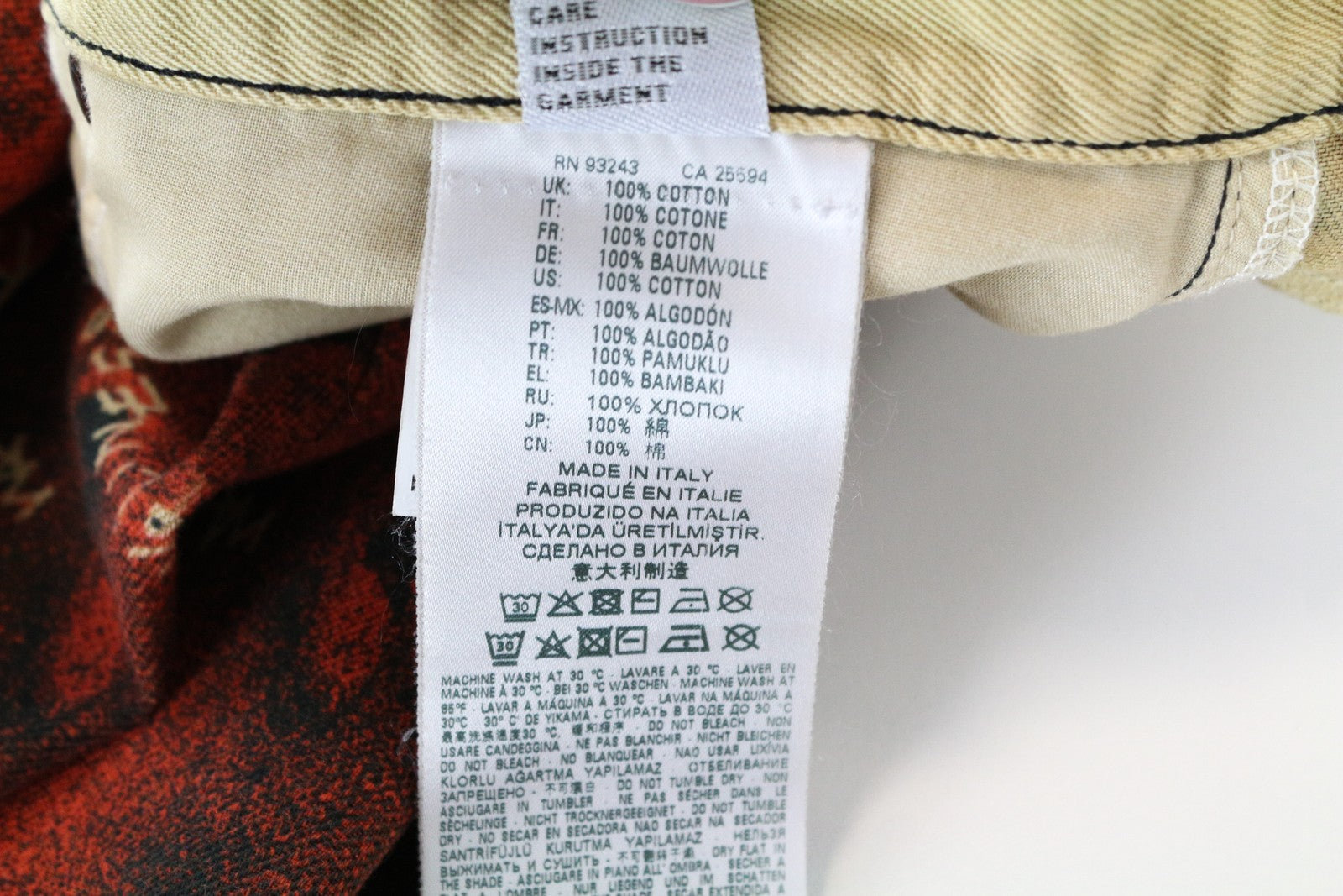 DIESEL D-Macs-SY1 069KR Men's Straight Jeans Red W32 L32 Cotton Pocket Pattern