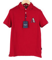 AQUASCUTUM Mens T-Shirt M Red Polo Short Sleeve 1/4 Buttons  All Seasons