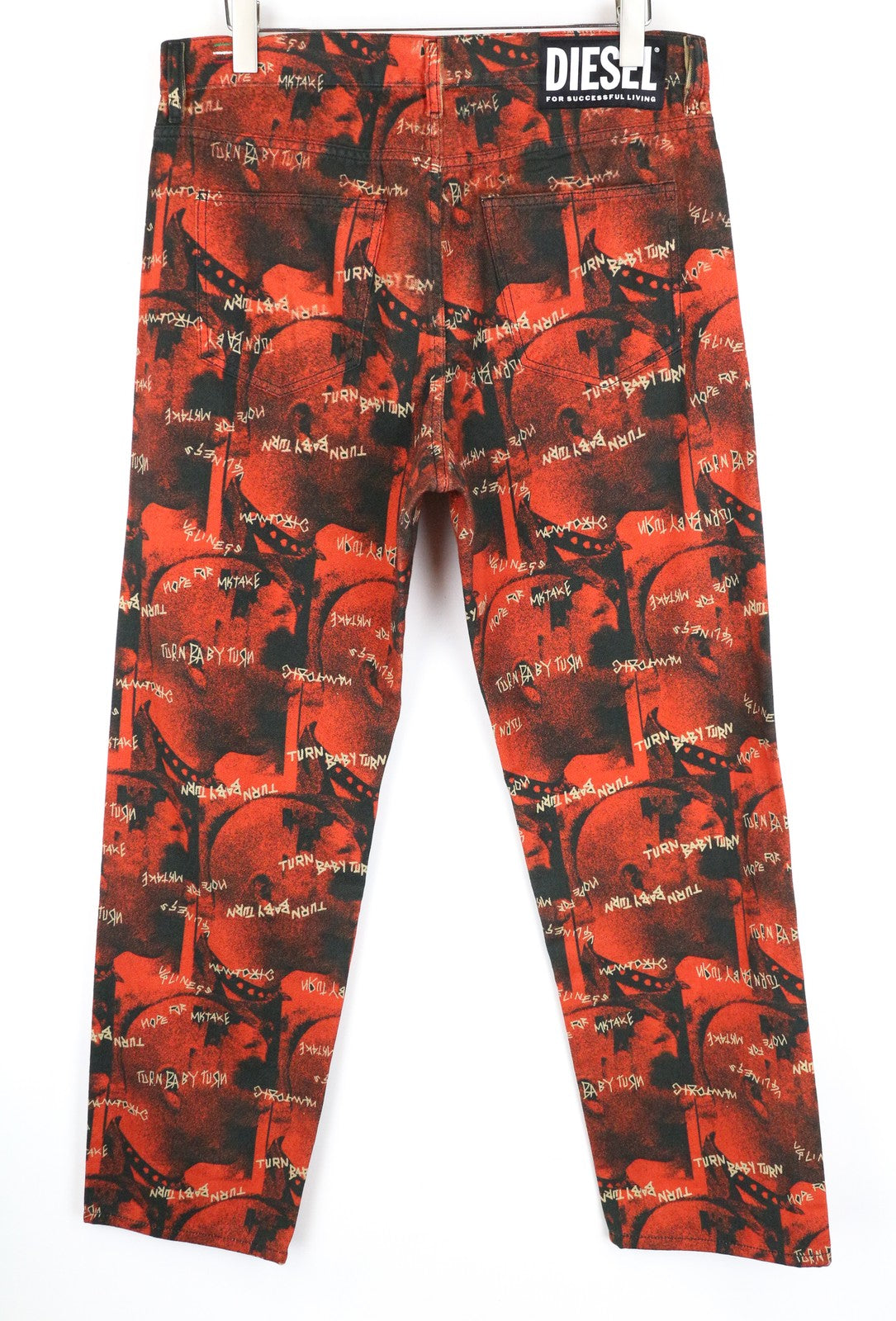 DIESEL D-Macs-SY1 069KR Straight Fit W34 L32 Men Jeans Red Cotton Printed Style