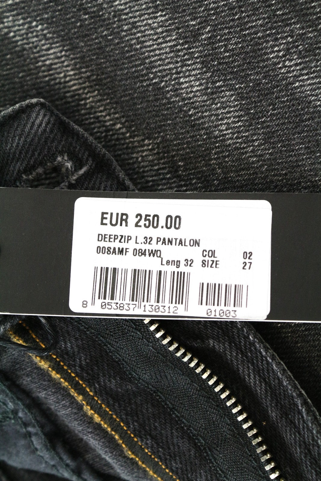 DIESEL Deepzip 084WQ Slim Carrot Fit vyriški džinsai pilki W27 L32 tampri medvilnė