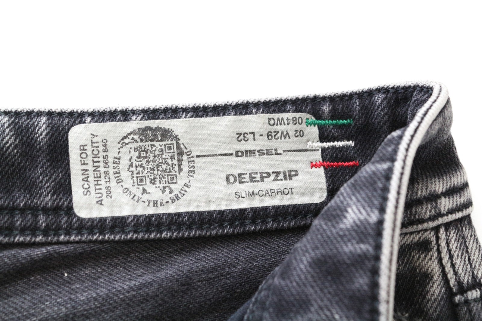 DIESEL Deepzip 084WQ W29 L32 Men's Slim Carrot Jeans Washed Grey Cotton Stretch