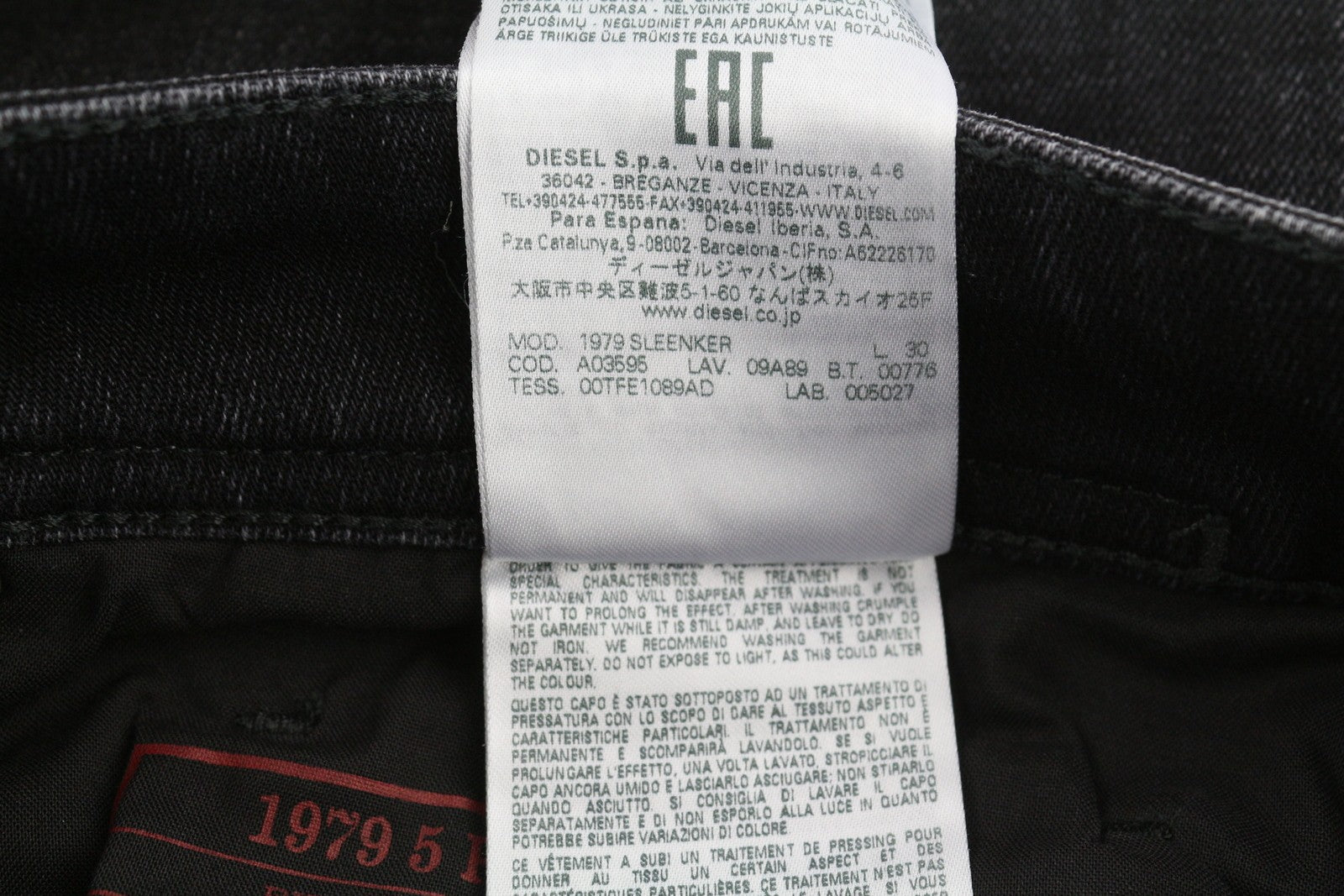 DIESEL 1979 Sleenker 09A89 Men Jeans W36/L30 Skinny Distress Black RRP€275