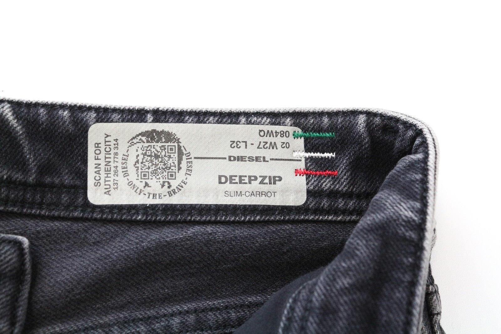 DIESEL Deepzip 084WQ W27 L32 Men's Jeans Grey Carrot Slim Fit Washed Cotton