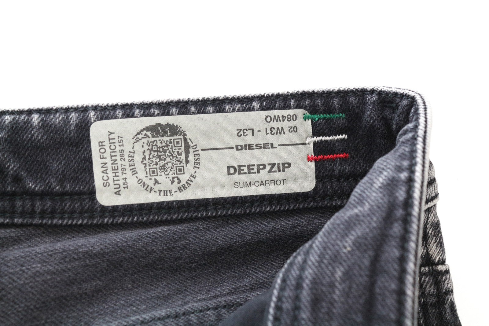 DIESEL Deepzip 084WQ Men's Slim Carrot Jeans W31 L32 Washed Grey Cotton Stretch