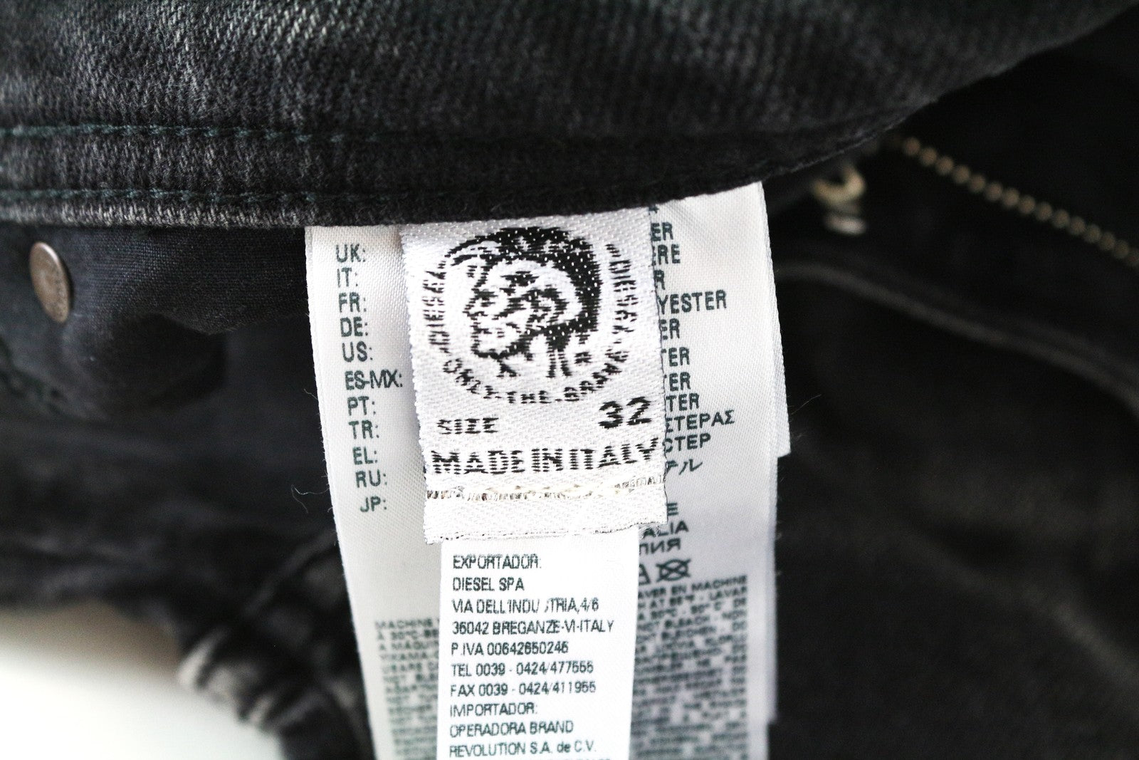 DIESEL Deepzip 084WQ W32 L32 Men's Grey Cotton Stretch Jeans Slim Carrot Denim