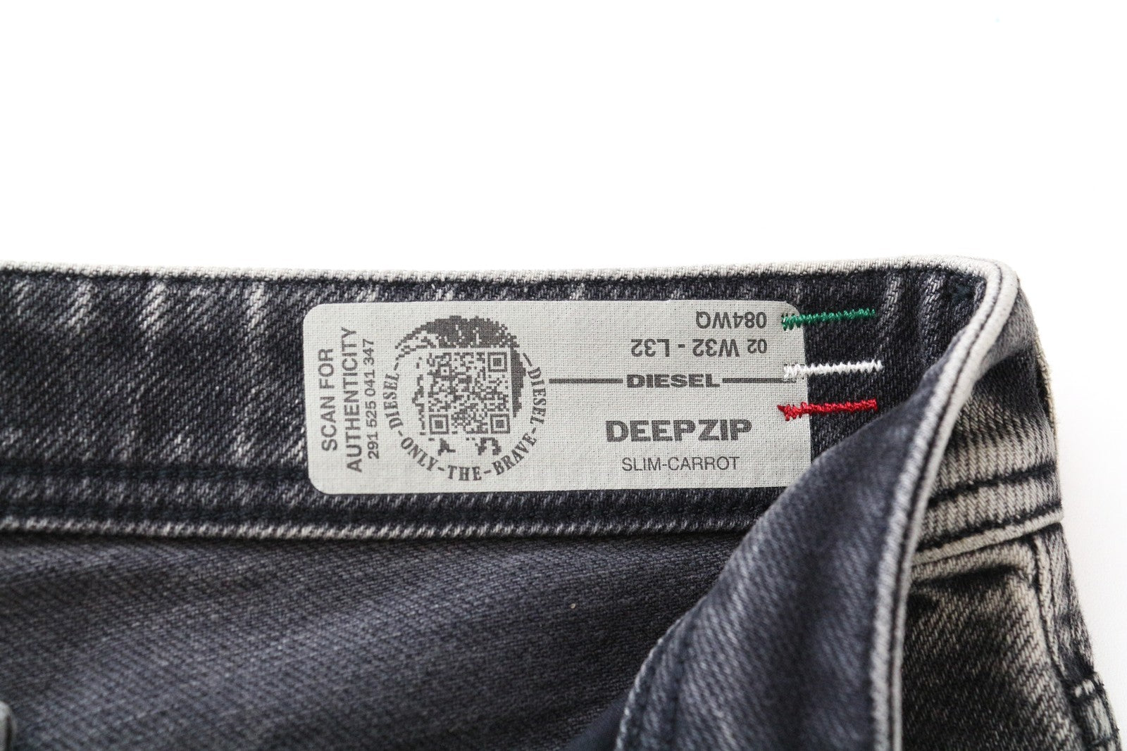 DIESEL Deepzip 084WQ Grey Slim Carrot Fit W32 L32 Jeans Cotton Stretch for Men's