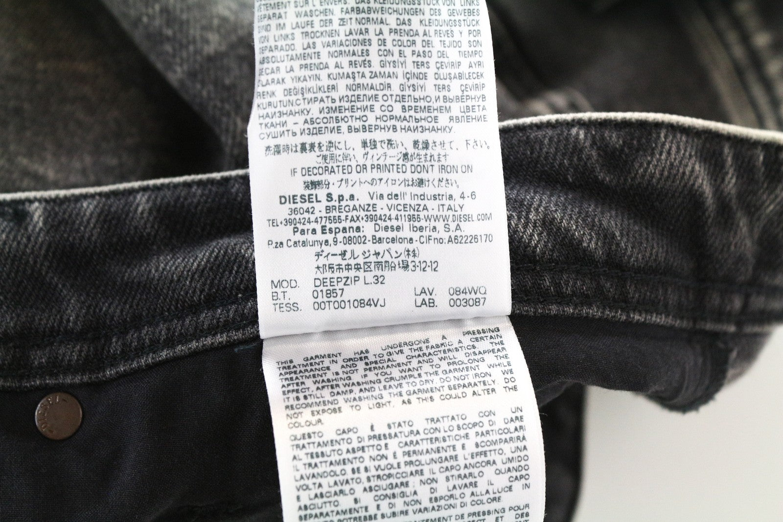 DIESEL Deepzip 084WQ Grey Slim Carrot Fit W32 L32 Jeans Cotton Stretch for Men's