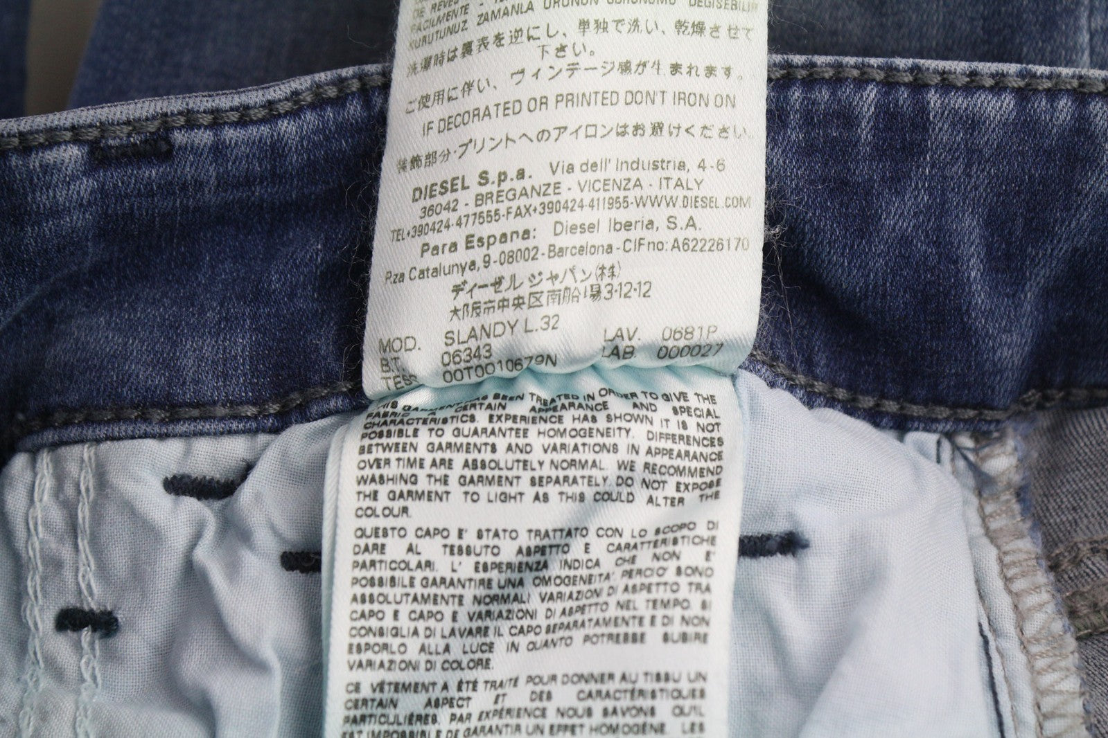 DIESEL Slandy 0681P Women Jeans W26/L32 Super Slim Skinny Fit Blue Stretch