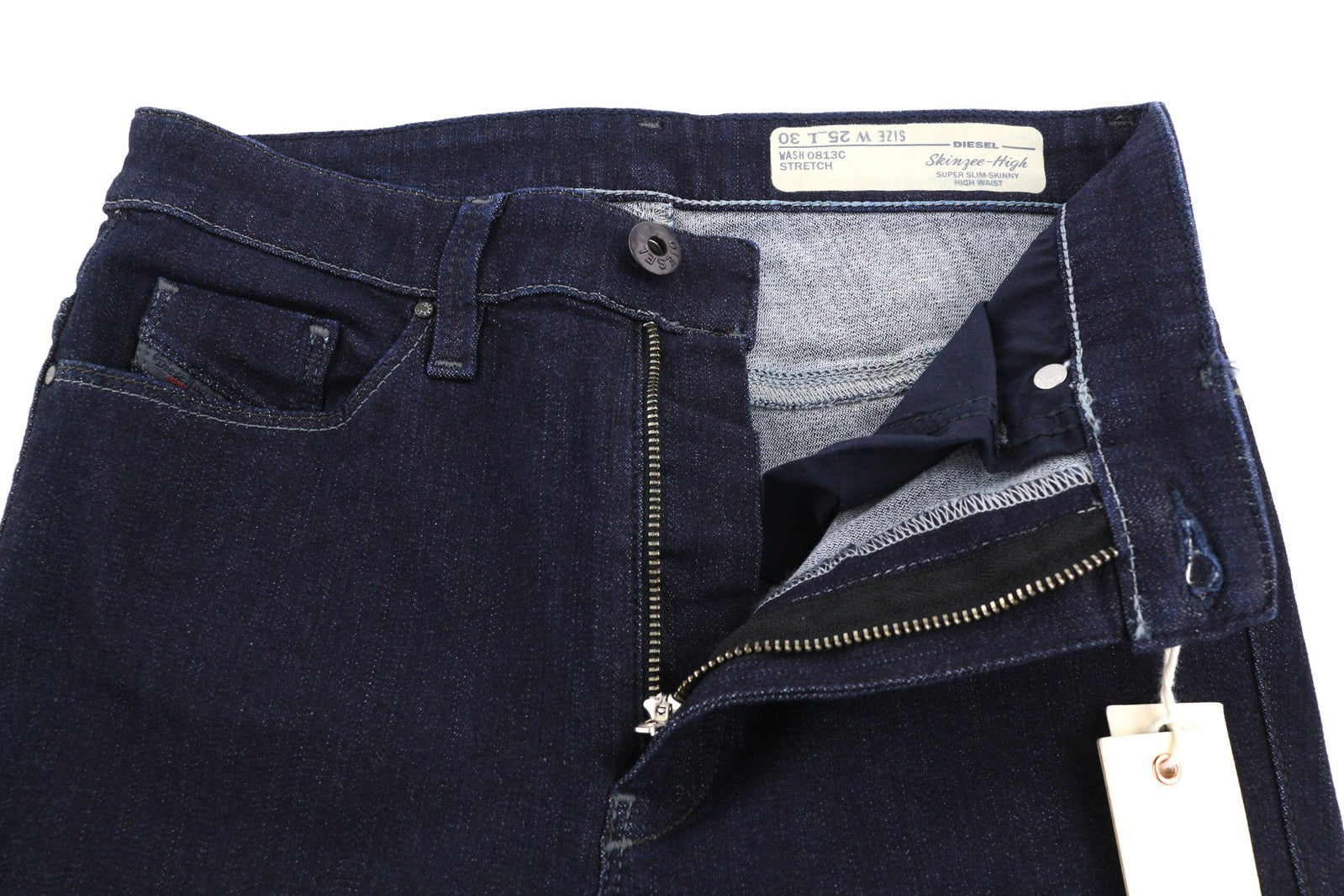 DIESEL Skinzee-High 0813C Women Jeans W25/L30 Super Slim Skinny Blue Stretch