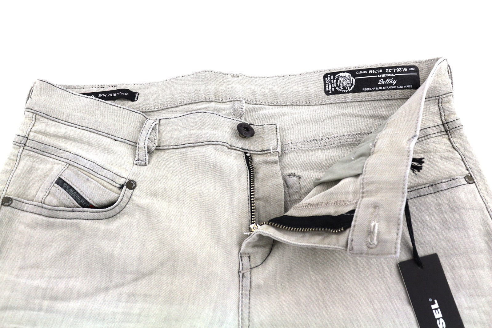 DIESEL D.N.A Belthy 0676M Women Jeans W28/L32 Slim Straight Grey Stretch RRP€180