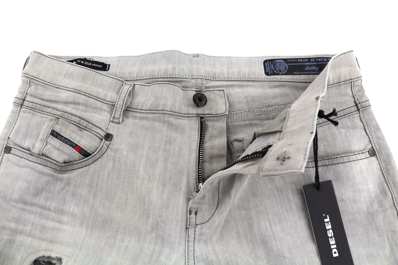 DIESEL D.N.A Belthy 0676M Women Jeans W28/L32 Slim Straight Grey Stretch RRP€180