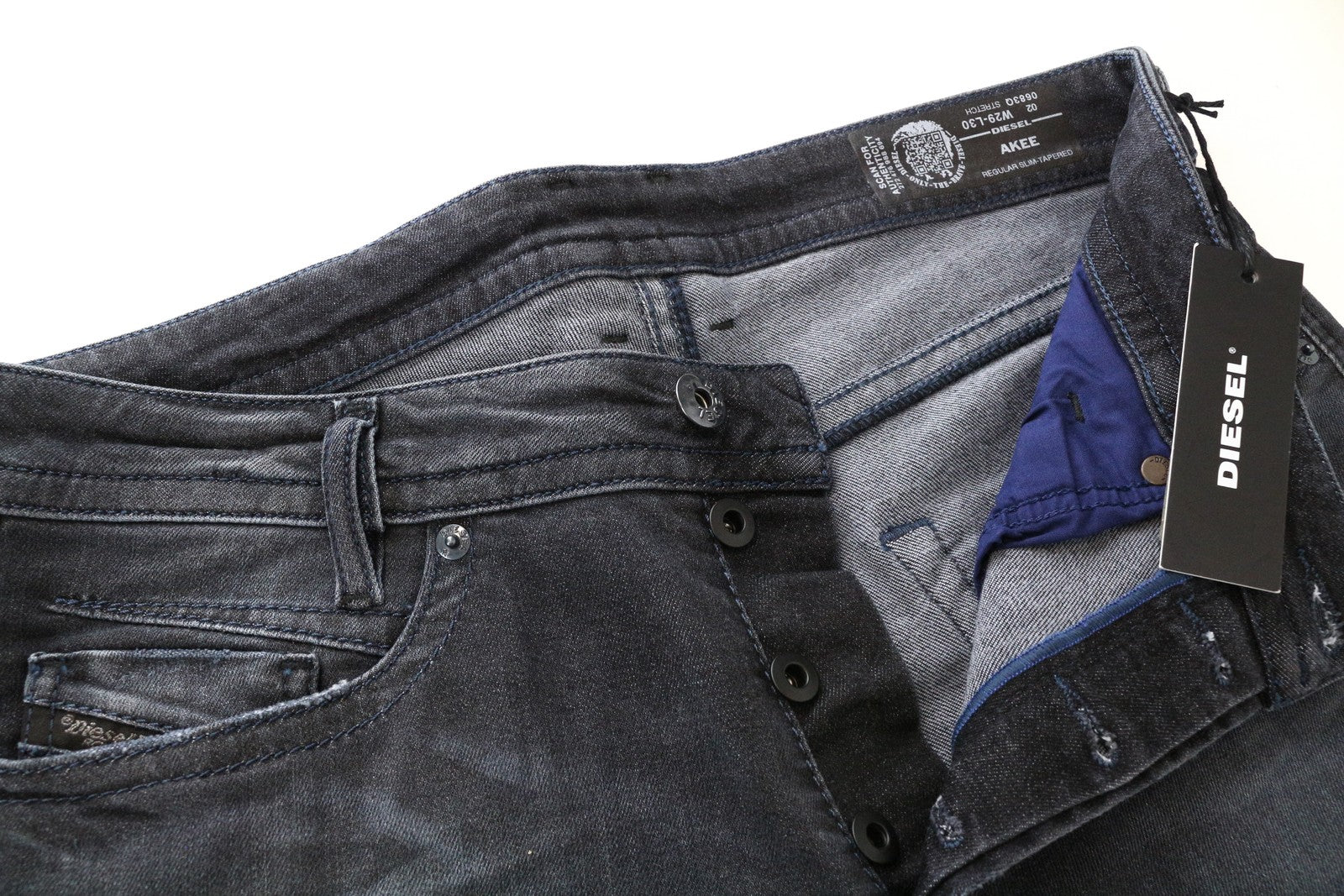 DIESEL Akee 0683Q Slim Fit Tapered Men's Jeans W29 L30 Stretch Cotton Blue