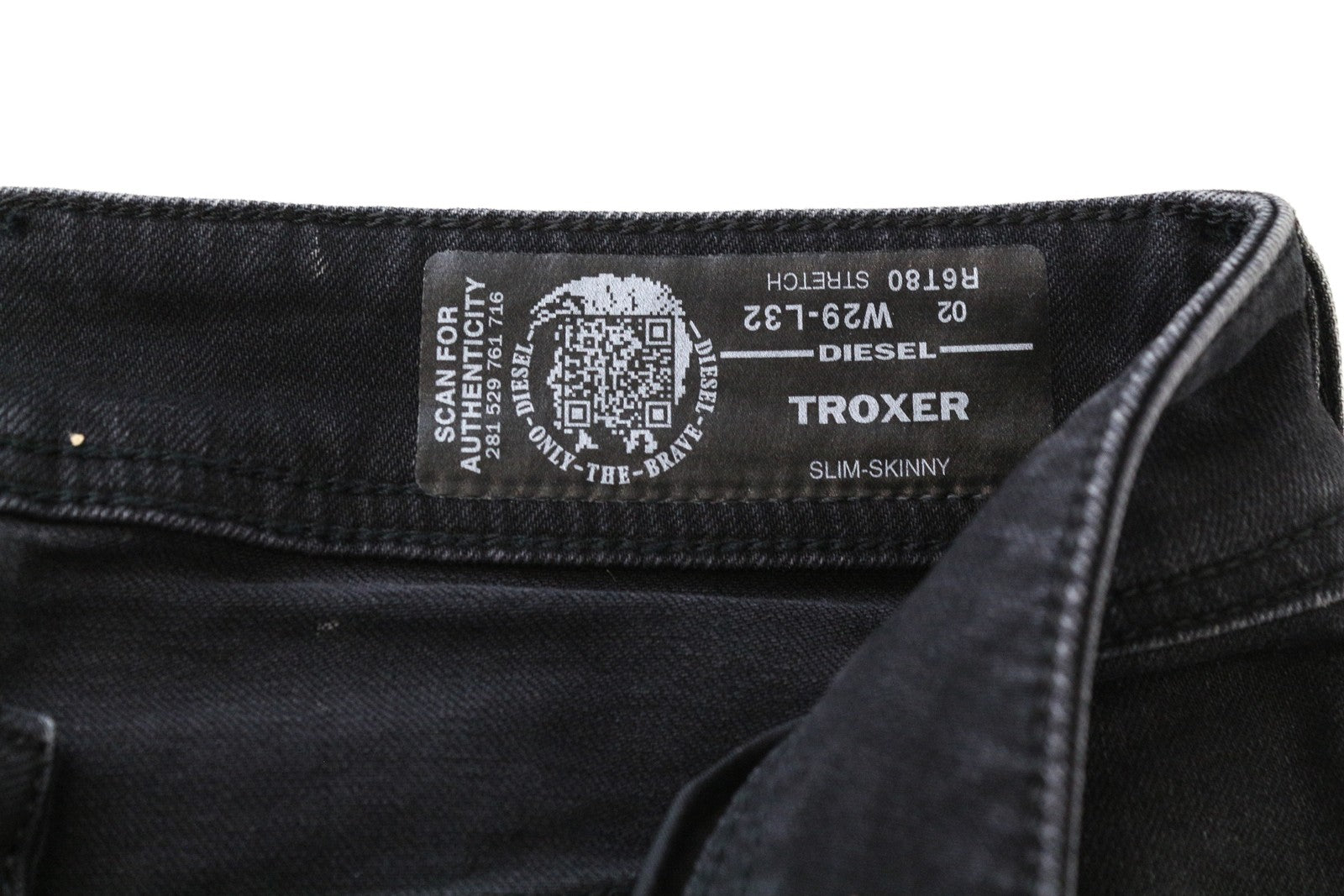DIESEL Troxer R6T80 W29 L32 Men's Jeans Slim Skinny Black Cotton Stretch Fit