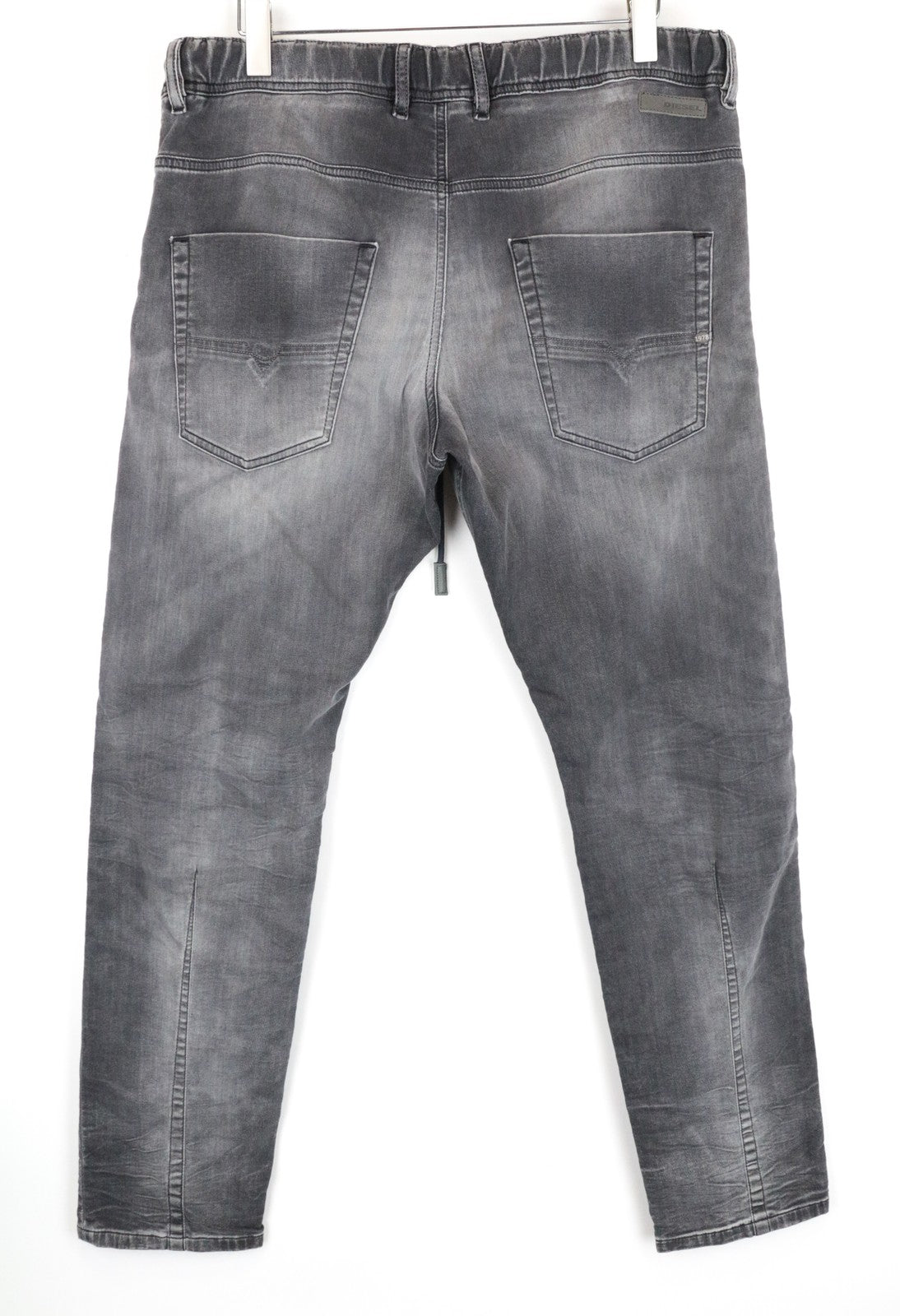 DIESEL Krooley-NE 0855B W38 Men's Grey Sweat Jogg Jeans Slim Carrot Zip Melange