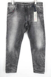 DIESEL Krooley-NE 0855B Men's Jogg Denim W38 Grey Carrot Fit Sweat Melange