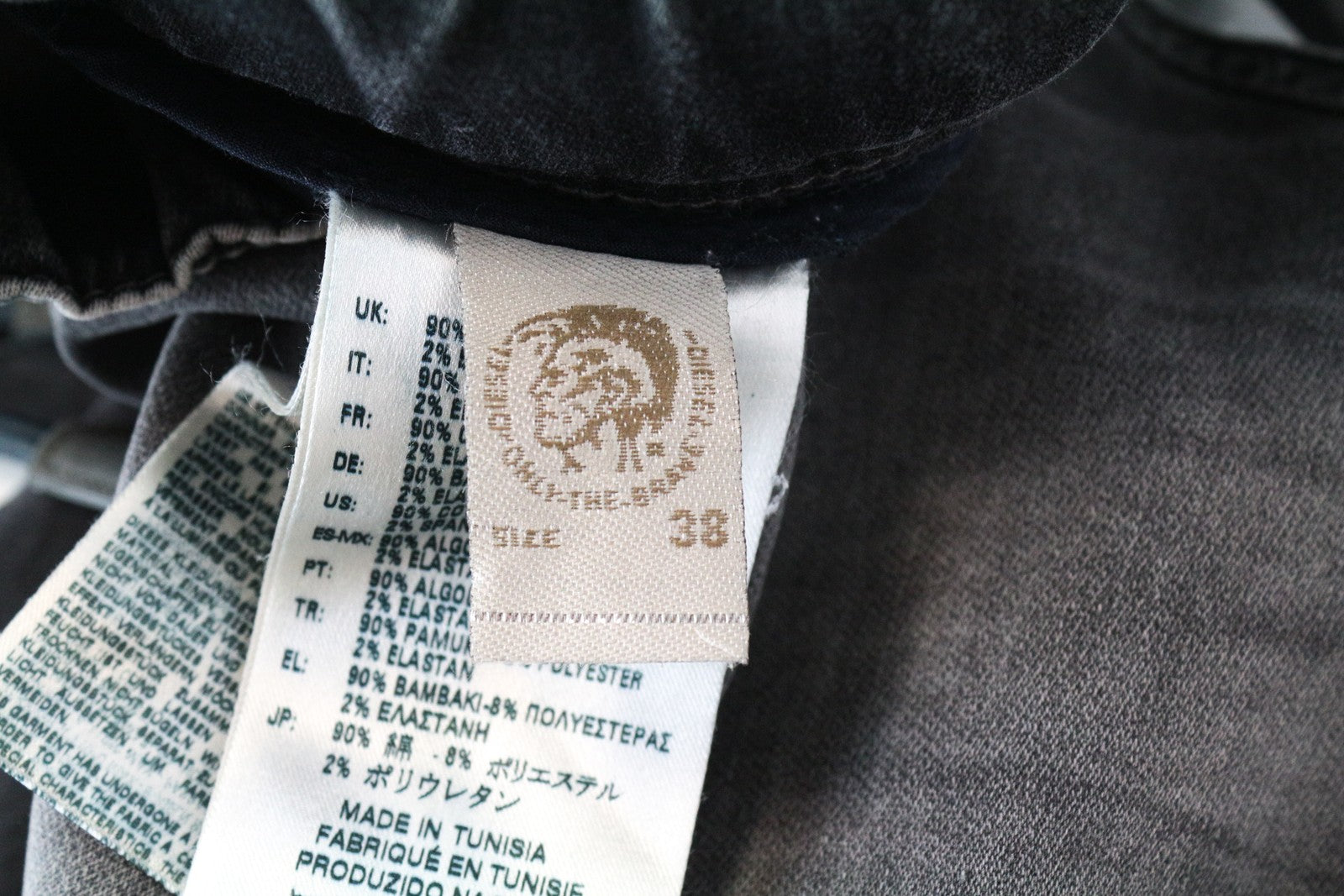 DIESEL Krooley-NE 0855B W38 Slim Carrot Stretch Jogg Jeans Grey Sweat Men's