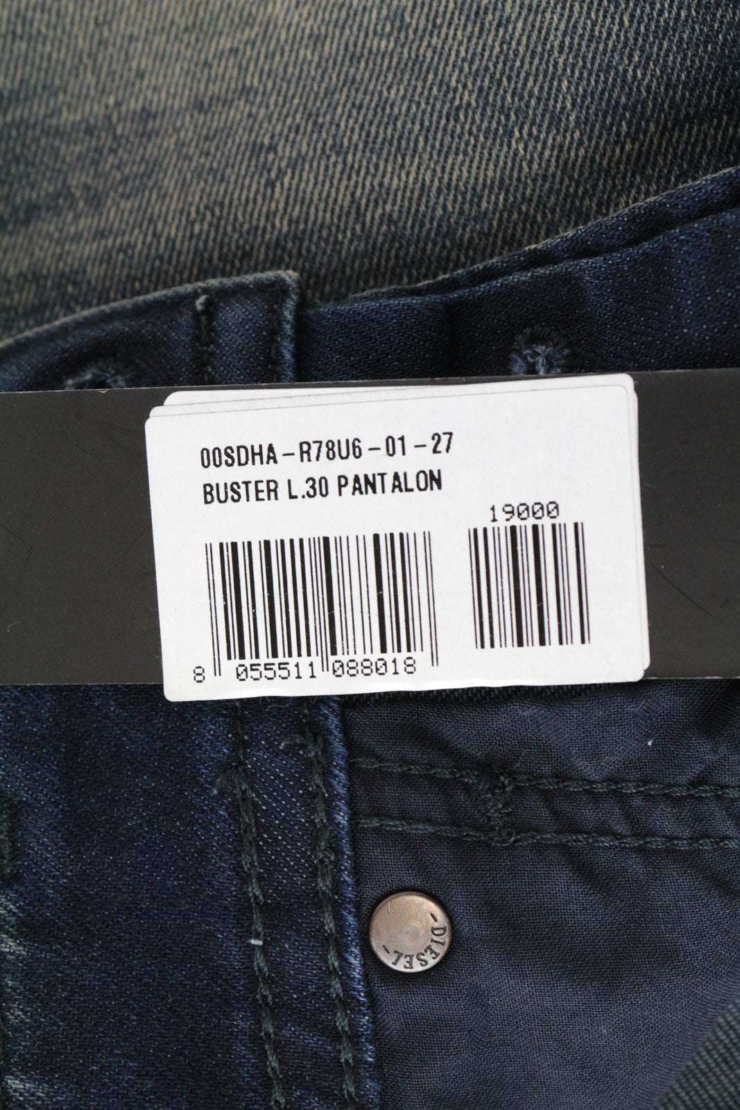 DIESEL Buster R78U6 Blue W27 L30 Slim Fit Tapered Men's Jeans Faded Distressed