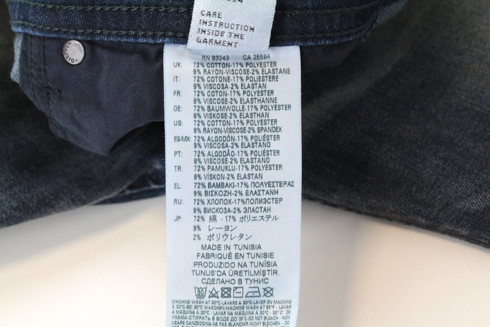 DIESEL Buster R78U6 Blue W27 L30 Slim Fit Tapered Men's Jeans Faded Distressed