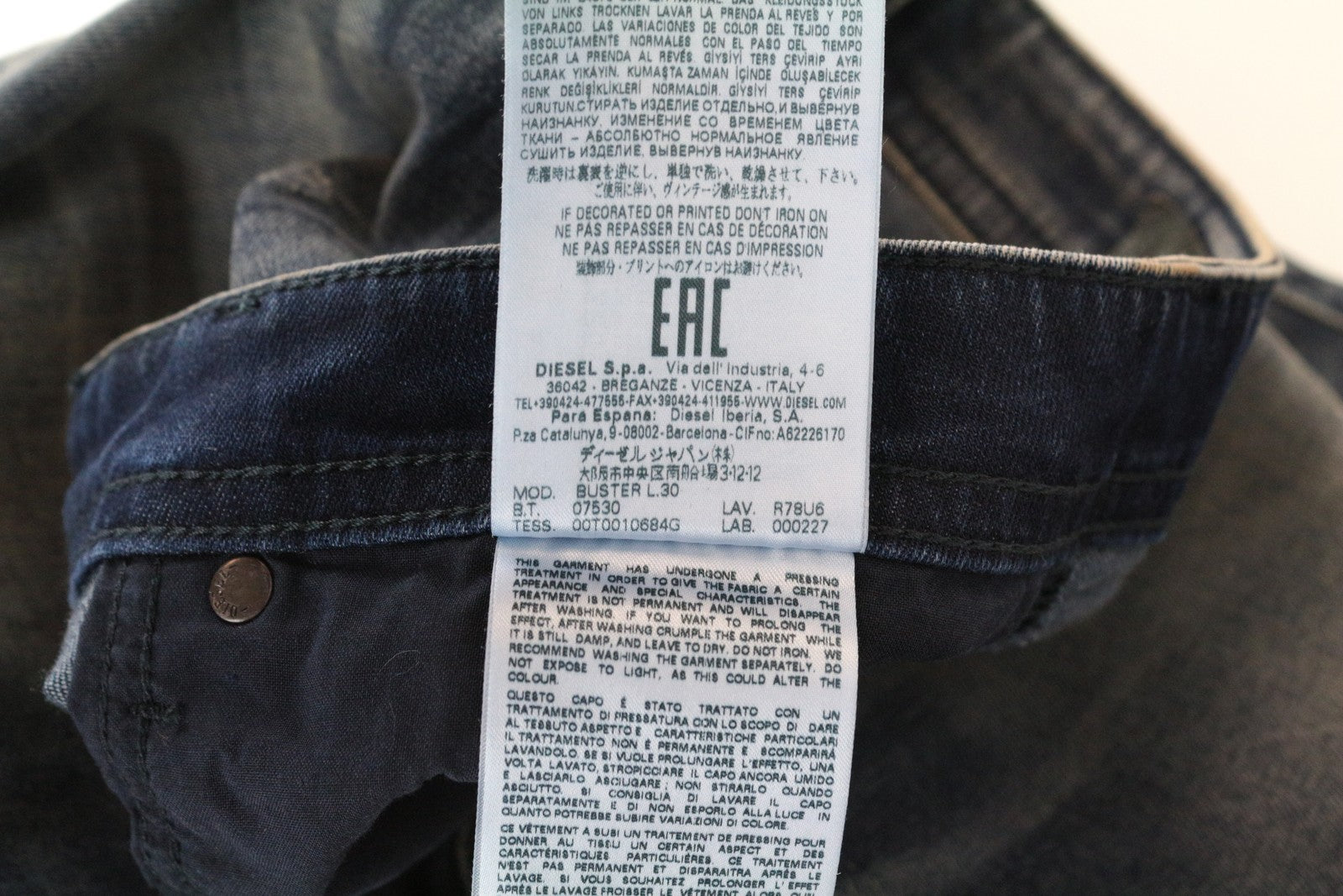 DIESEL Buster R78U6 Blue W27 L30 Slim Fit Tapered Men's Jeans Faded Distressed