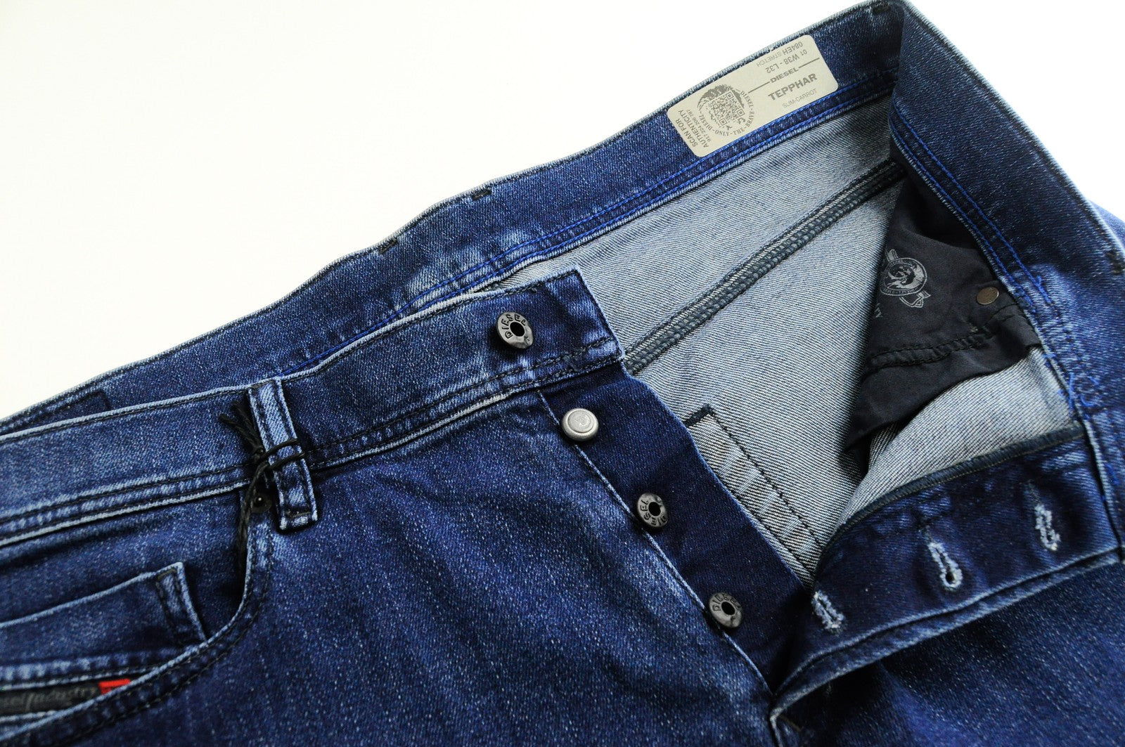 DIESEL Tepphar 084EH Mens Jeans W38/L32 Slim Carrot  Blue Cotton Stretchy