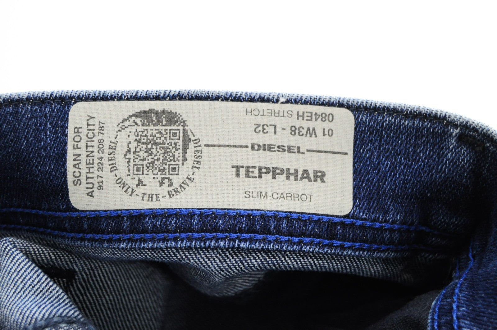 DIESEL Tepphar 084EH Mens Jeans W38/L32 Slim Carrot  Blue Cotton Stretchy