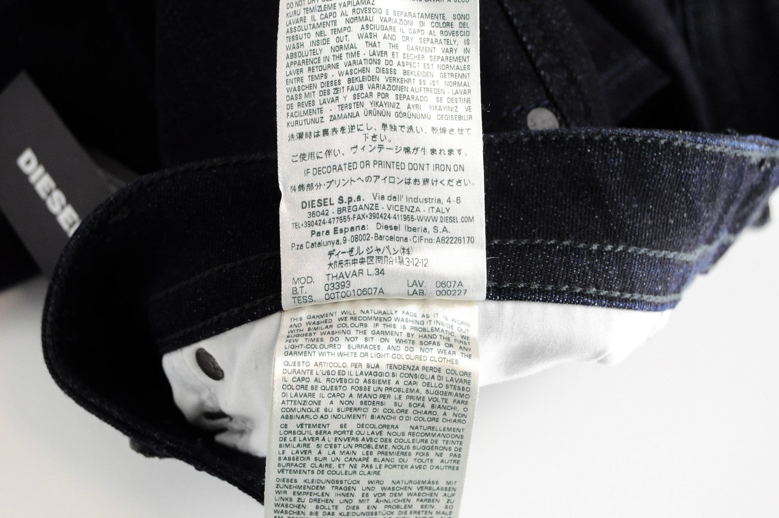 DIESEL Thavar 0607A Men's Jeans W31/L34 Slim  Blue Cotton Stretchy Denim