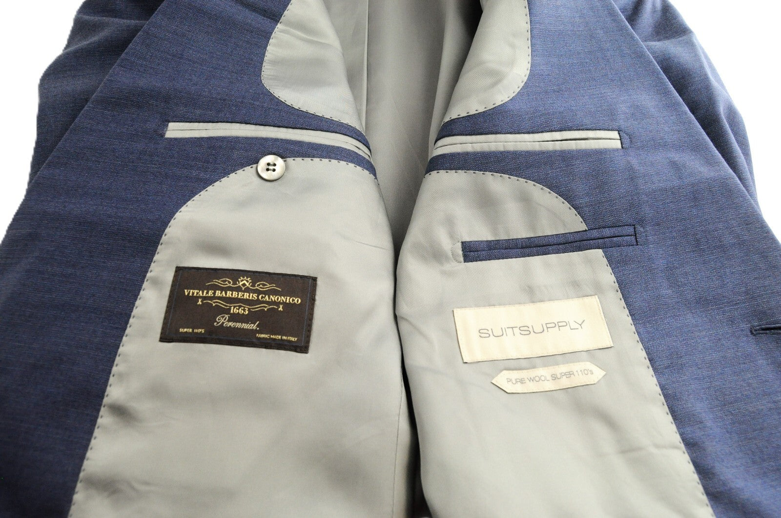 SUITSUPPLY Lazio Men's Suit UK40R Blue Wool Two Piece Slim Formal Cut