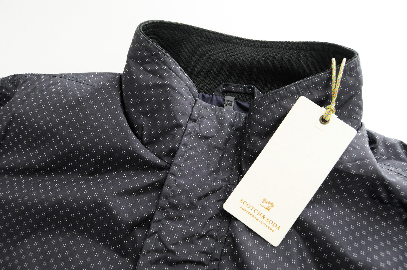 SCOTCH & SODA Men's Jacket L Grey Lightweight Zip Short High Neck Style