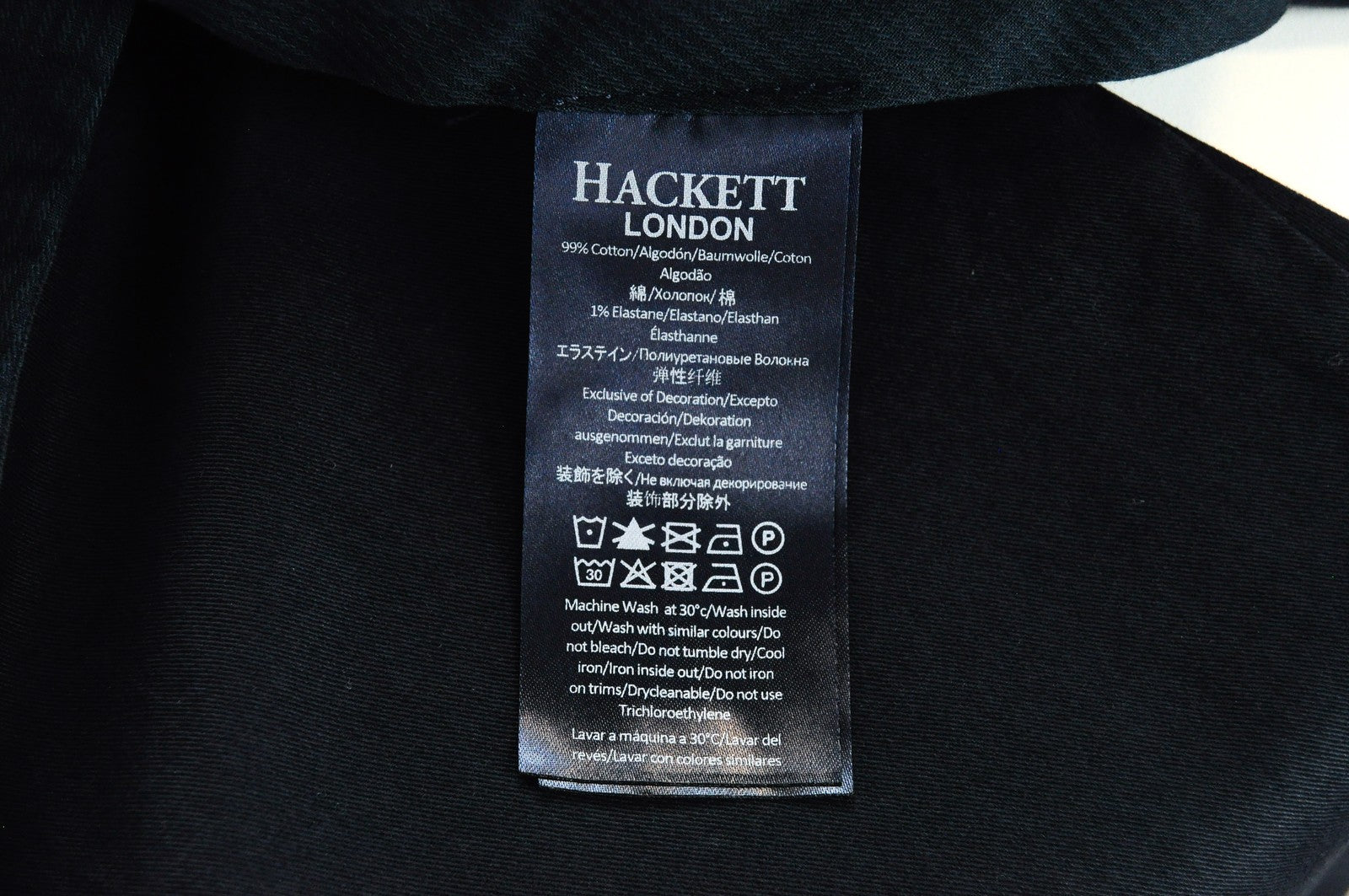 HACKETT Sanderson Men's Trousers UK44L Navy Chino Low Waist Stretch Fit