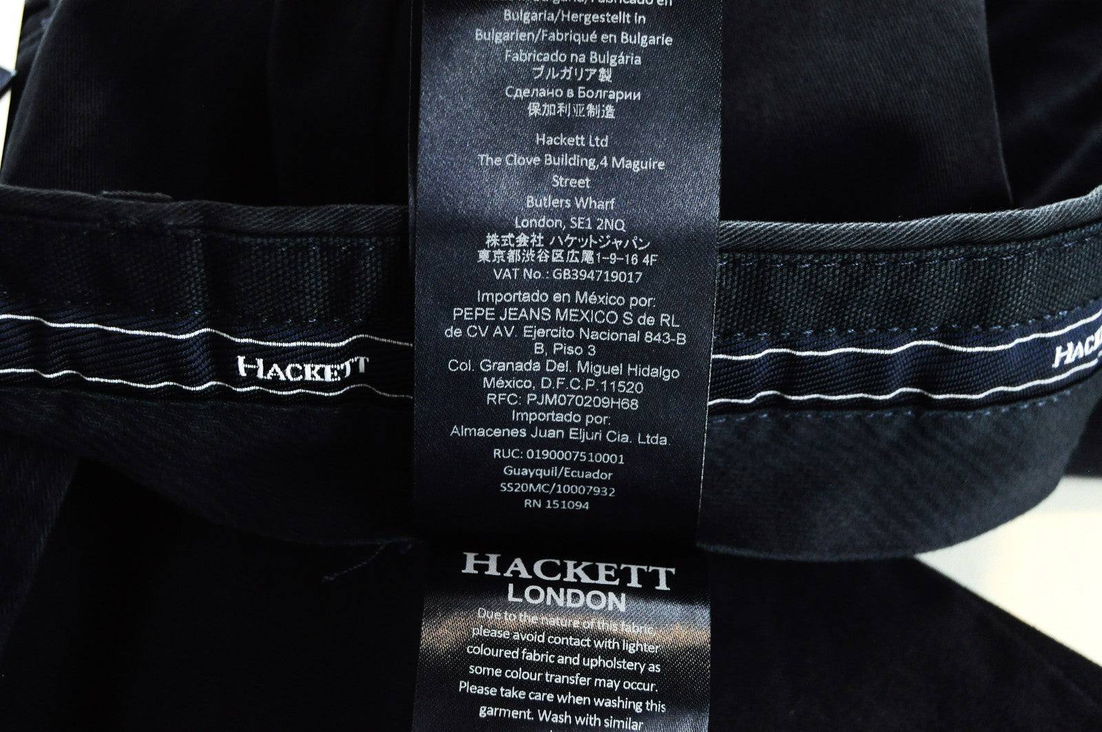 HACKETT Sanderson Men's Trousers UK44L Navy Chino Low Waist Stretch Fit