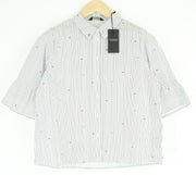 SCOTCH & SODA Women's Blouse L Striped Button-Up 3/4 Sleeve Light Shirt