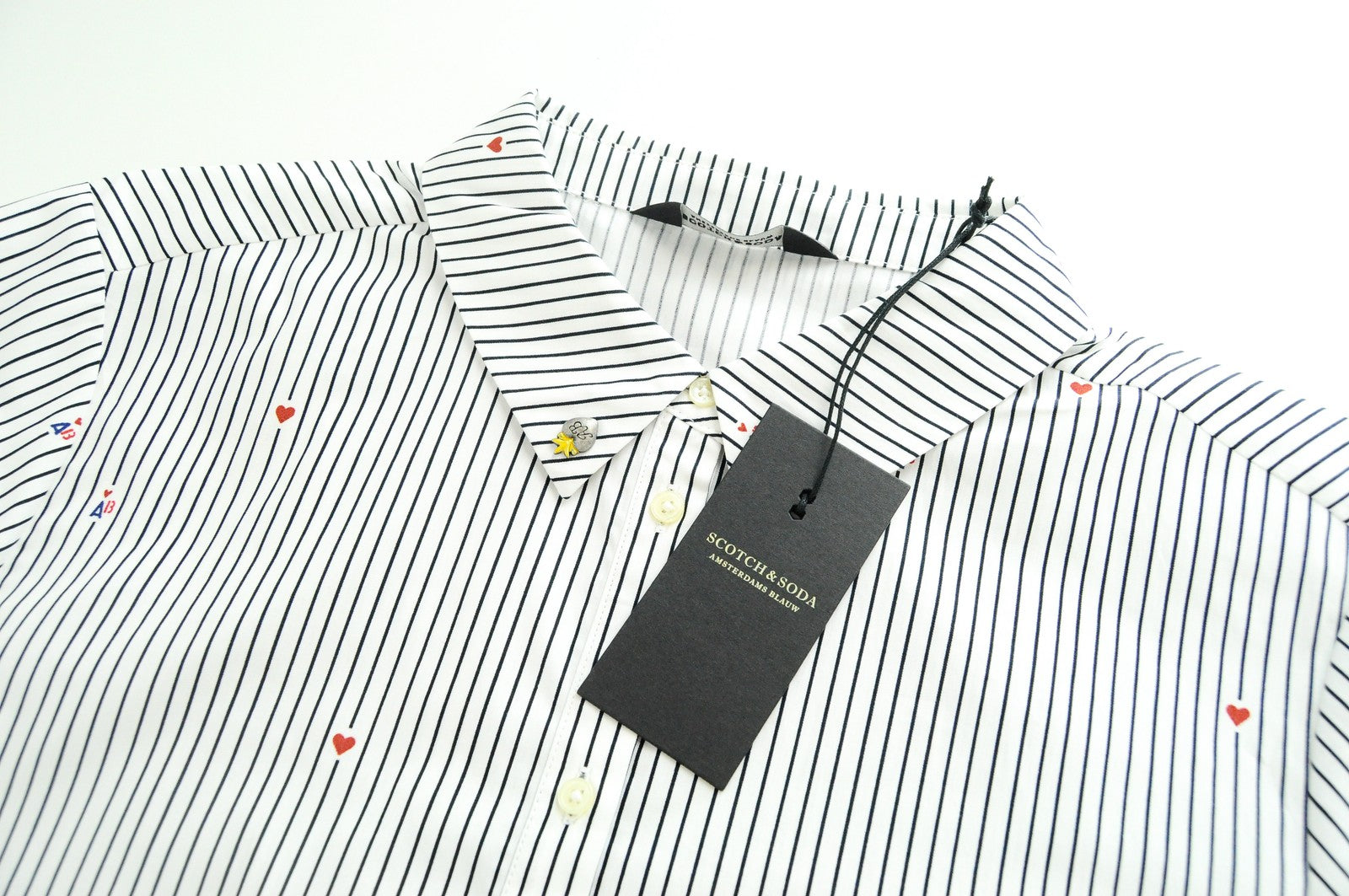 SCOTCH & SODA Women's Blouse L Striped Button-Up 3/4 Sleeve Light Shirt