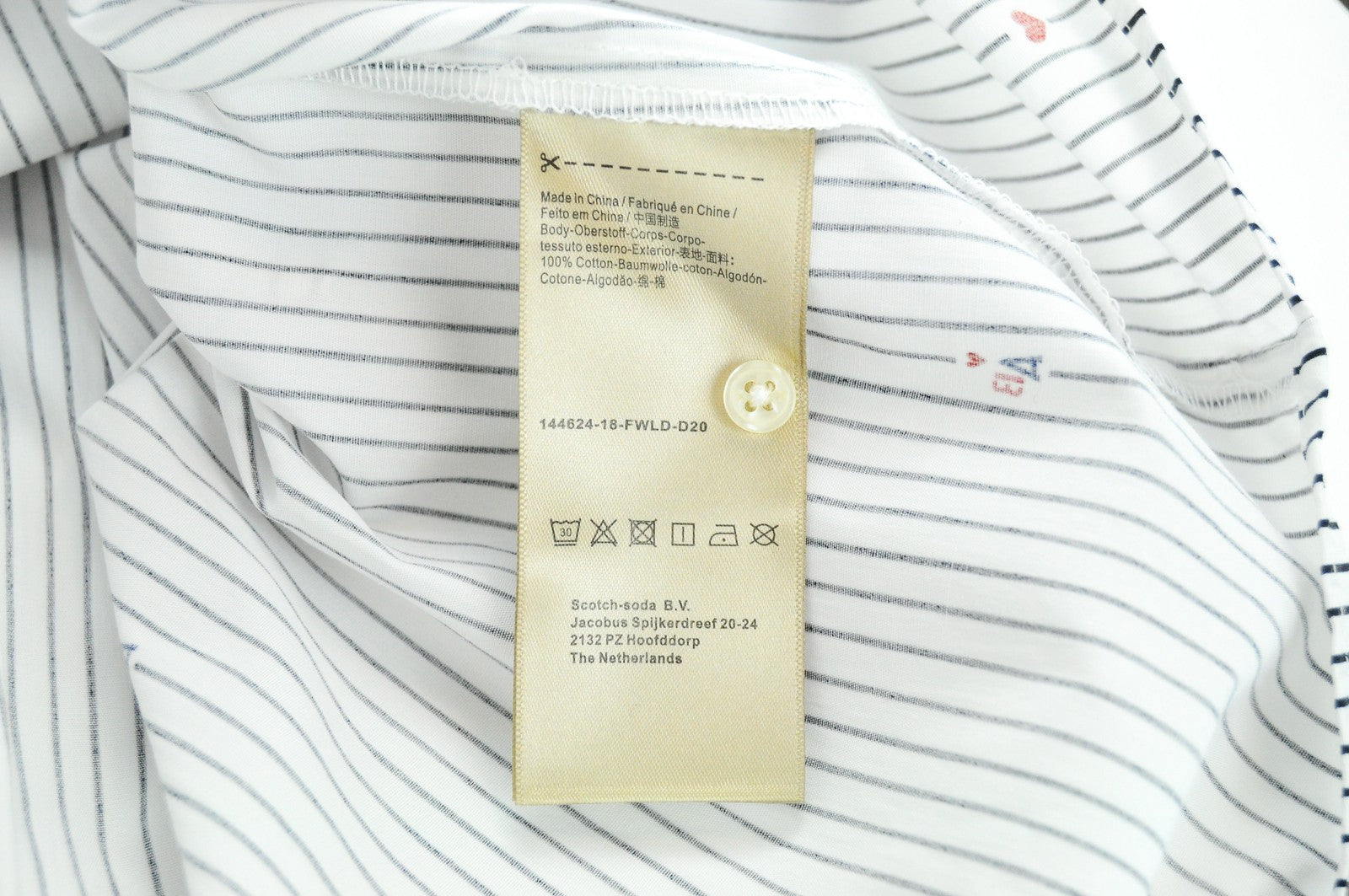 SCOTCH & SODA Women's Blouse L Striped Button-Up 3/4 Sleeve Light Shirt