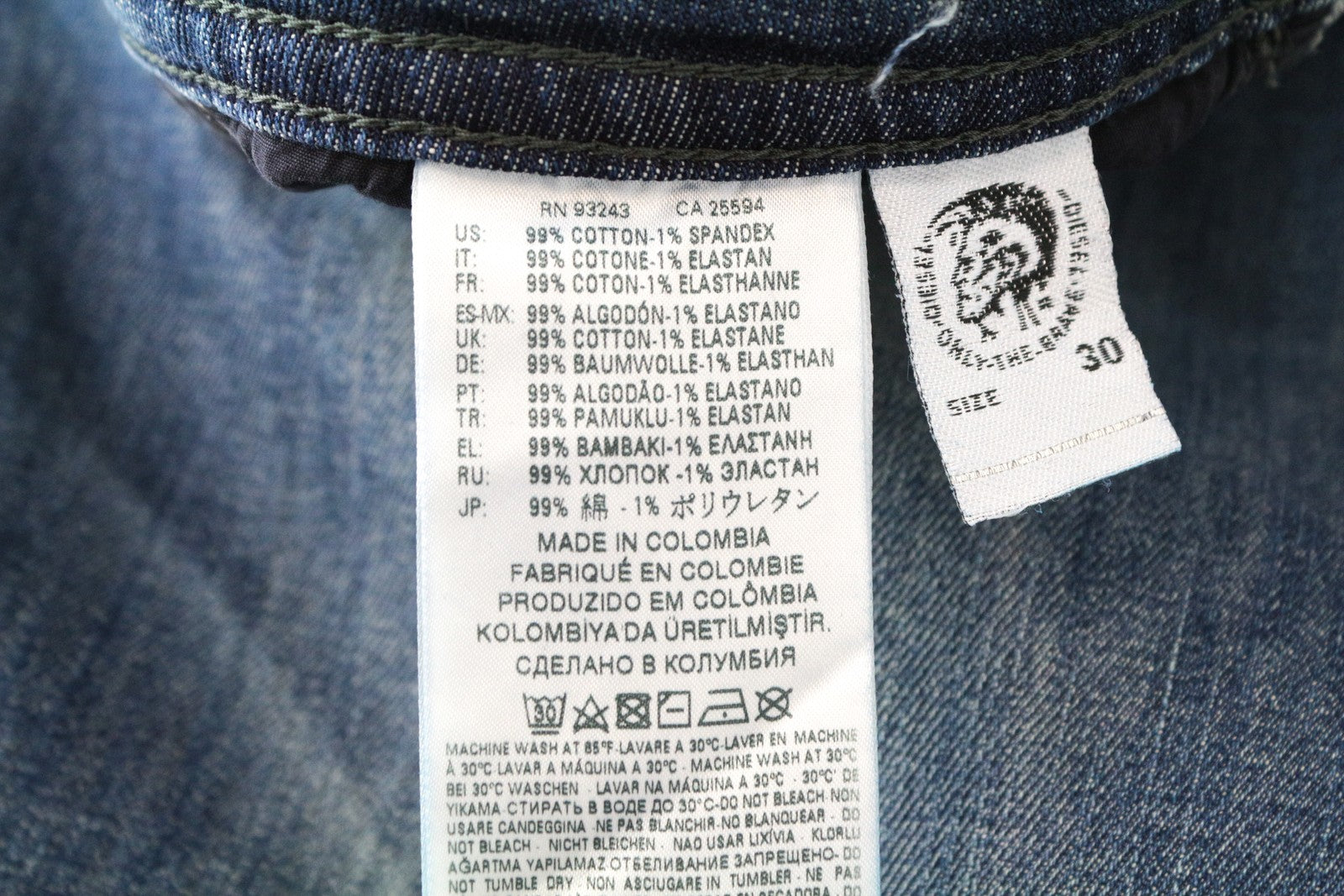 DIESEL Buster CN021 Men's Jeans W32/L20 Blue Stretch Clean Finish Tapered Fit