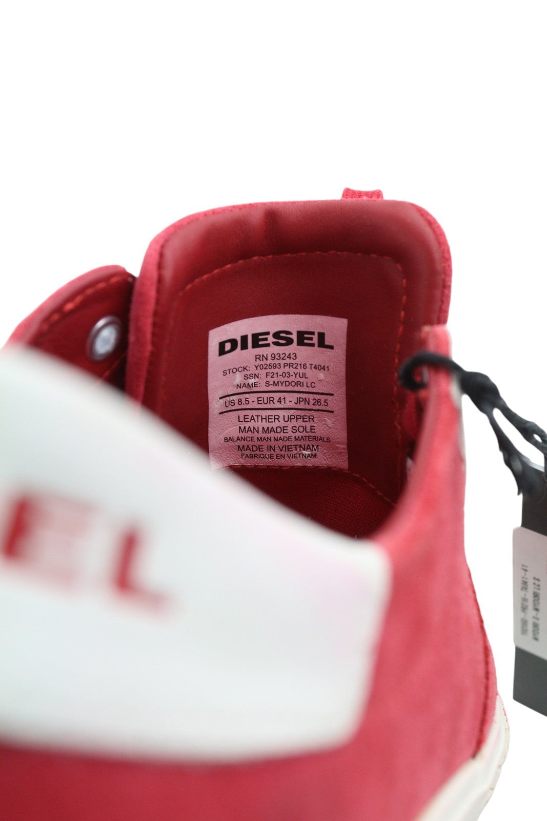 DIESEL S-Mydori LC Men Sneakers EU41 Red Suede Leather Almond Toe Laced RRP€200