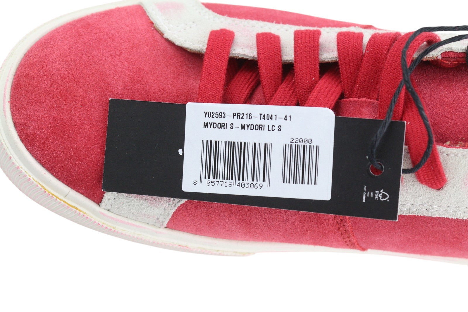 DIESEL S-Mydori LC Men Sneakers EU41 Red Suede Leather Almond Toe Laced RRP€200